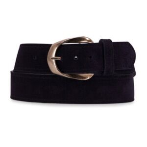 m White Navy Blue Suede Inverted Buckle Belt